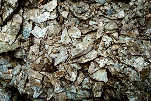 Crushed shale rock. View from above. Crushed shale rock. View from above. shale stock pictures, royalty-free photos & images