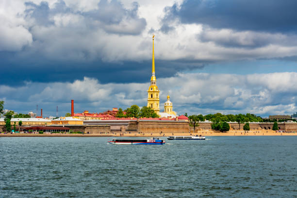 Peter and Paul cathedral and Neva river, Saint Petersburg, Russia Peter and Paul cathedral and Neva river, Saint Petersburg, Russia peter and paul cathedral st petersburg stock pictures, royalty-free photos & images