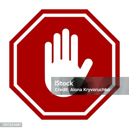 istock Stop sign with hand icon. Info graphics. Vector graphics. 1307624581