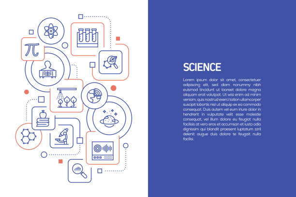 ilustrações de stock, clip art, desenhos animados e ícones de science concept, vector illustration of science with icons - stem assunto