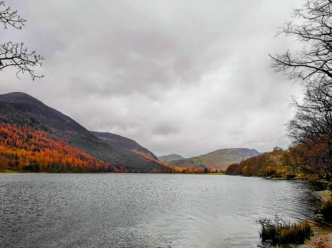 A cloudy day in Buttermere Cumbria over looking a beautiful lake