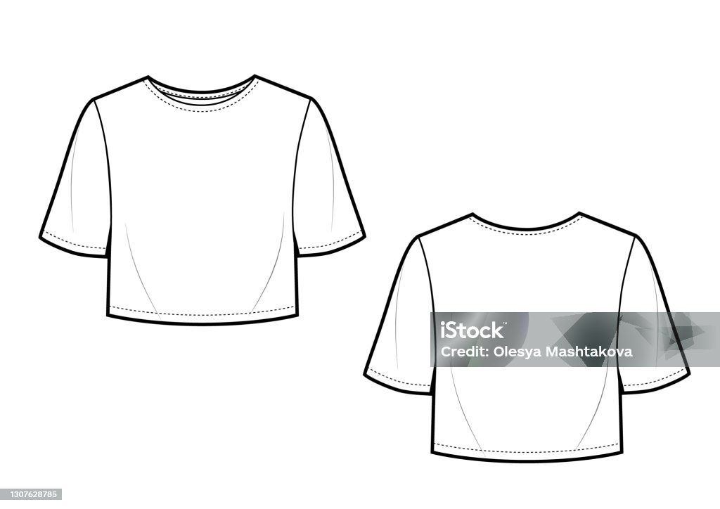 Vector Crop Basic T Shirt Mock Up Template Stock Illustration Vector Crop Basic T Shirt Mock Up Template Stock Illustration
