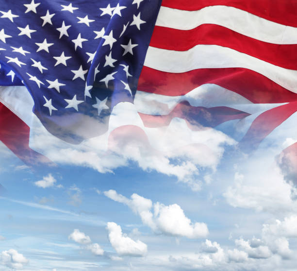 istock American flag in sky 1307628859