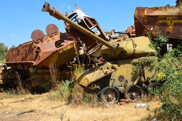 istock Asmara tank graveyard - American M41 Walker Bulldog tank and Soviet BTR-60 APC, Asmara, Eritrea 1307630020