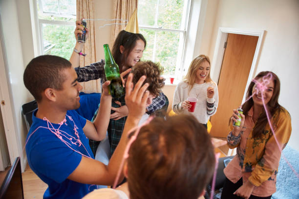 student party student flat mates college dorm party stock pictures, royalty-free photos & images