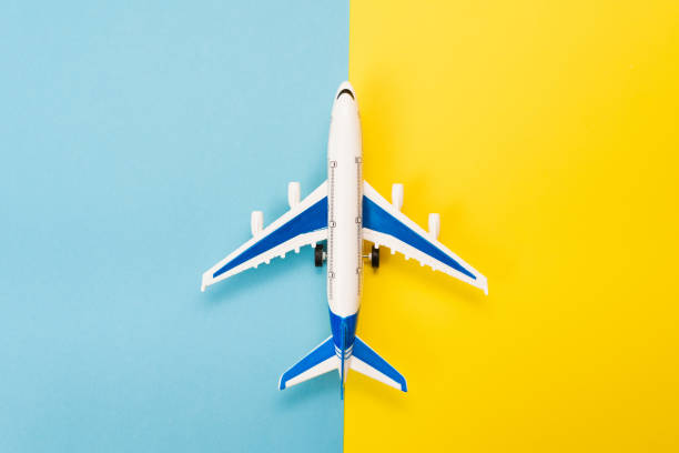 istock Abstract runway with an airplane model. Template for advertising flights, blogs about airplanes and travel 1307635148