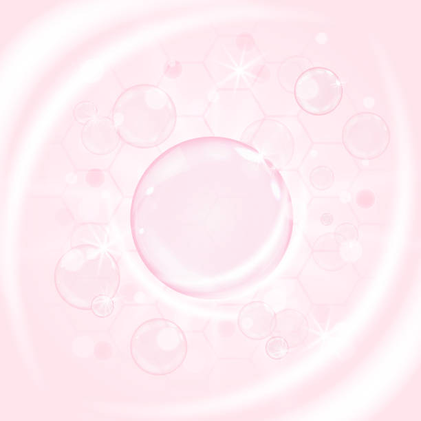 Pink collagen bubble, shiny oil vitamin capsule. Realistic water serum droplet design template for advertisement. Vector illustration of rose serum beauty emulsion or hyaluronic acid skin moisturizer Pink collagen bubble, shiny oil vitamin capsule. Realistic water serum droplet design template for advertisement or branding. Vector illustration of rose serum beauty emulsion or hyaluronic acid skin moisturizer. collagen stock illustrations