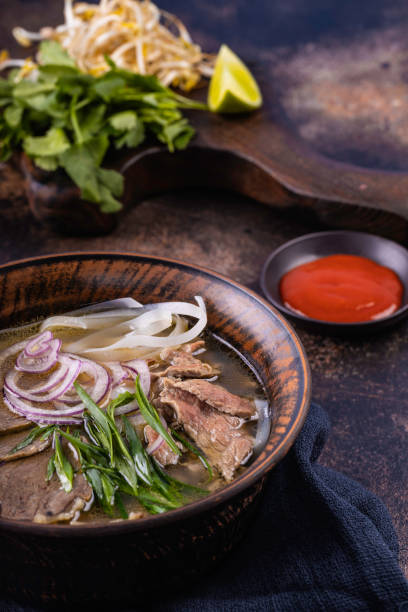 istock Pho Bo Vietnamese fresh rice noodle soup. 1307638977