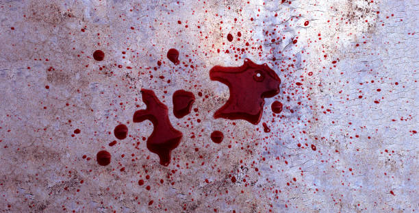 istock Blood on cement wall or concrete surface texture for background. 1307643736
