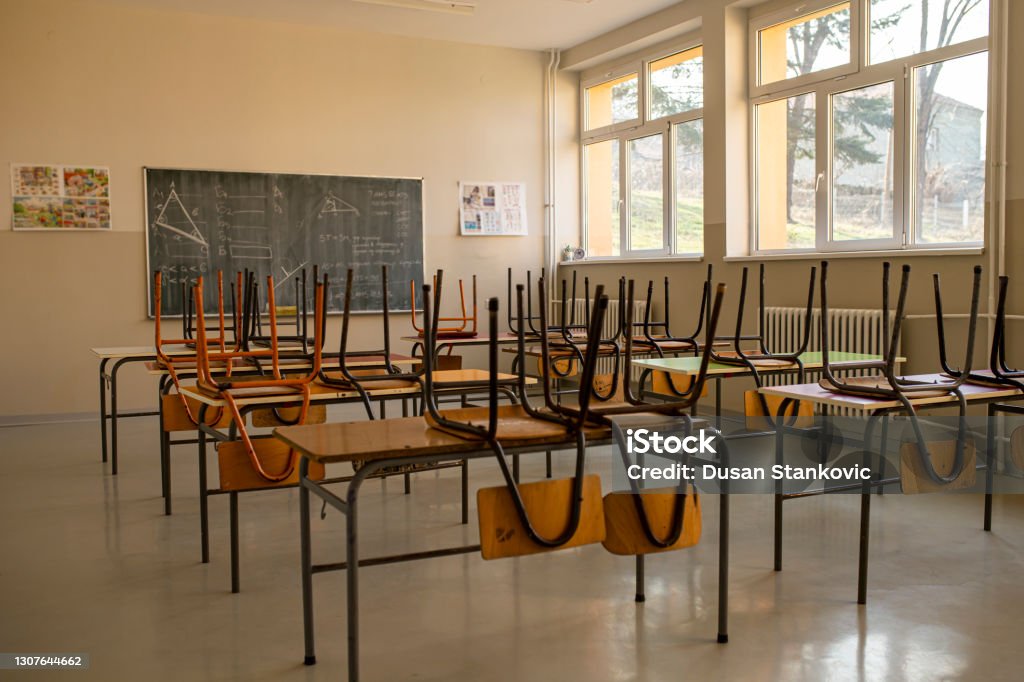 Empty classroom Photo of empty classroom in school School Building Stock Photo