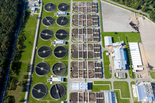 istock Sewage Treatment Plant from Above 1307650307