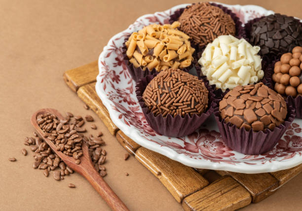 istock Typical brazilian brigadeiros on a plate with chocolate sprinkles 1307651082