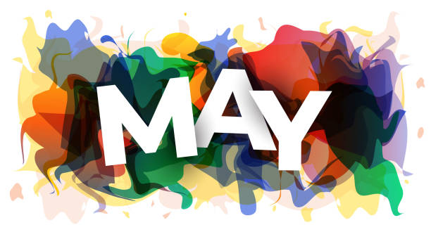 ilustrações, clipart, desenhos animados e ícones de bandeira criativa do mês de maio - may