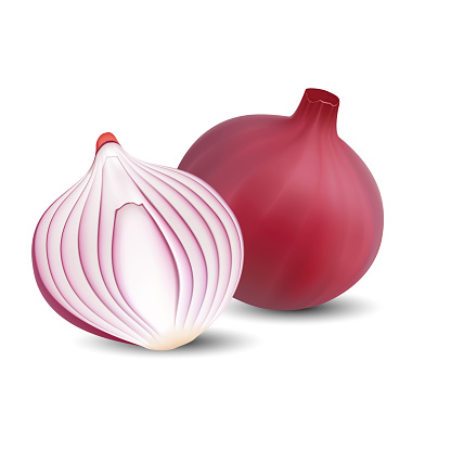 Red onion 3D vector design isolated on white background.