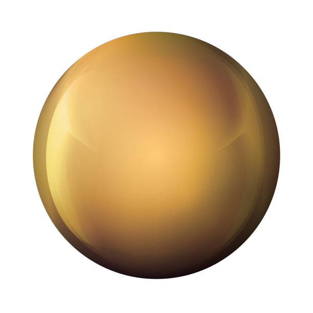 istock Glass golden ball or precious pearl. Glossy realistic ball, 3D abstract vector illustration highlighted on a white background. Big metal bubble with shadow 1307655023