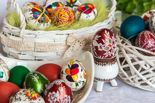 Easter eggs hand painted with special technology