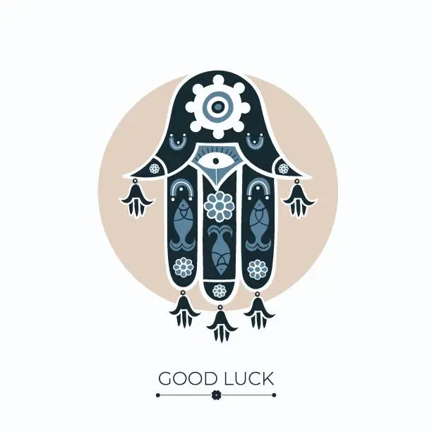 Vector illustration of Hamsa lucky charm