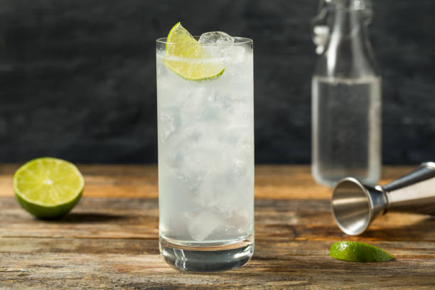 Refreshing Cold Tequila Ranch Water Cocktail Refreshing Cold Tequila Ranch Water Cocktail with Lime ranch stock pictures, royalty-free photos & images