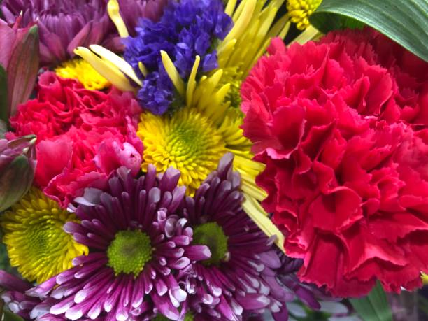 Bright colors in a mixed flower bouquet