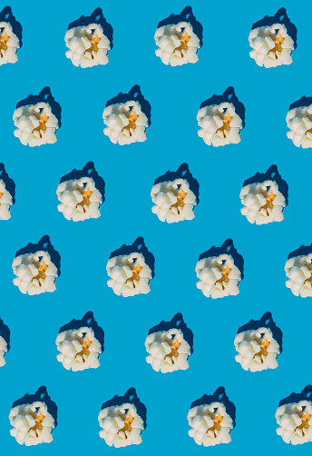 popcorn on a blue background, pattern, background