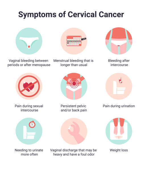 illustrations, cliparts, dessins animés et icônes de définir les symptômes du cancer du col de l’utérus. - cancer cervical