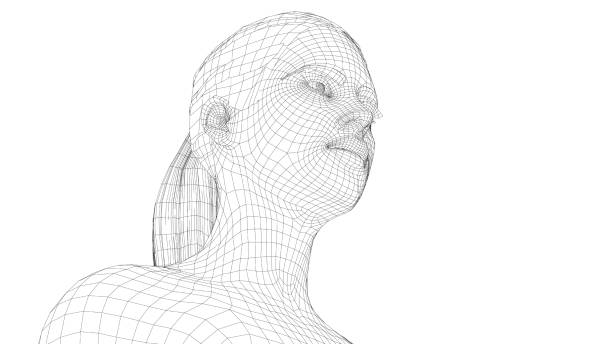 istock Wireframe portrait of a young beautiful girl 1307685278