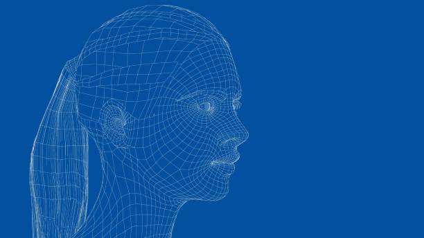 istock Wireframe portrait of a young beautiful girl 1307685375
