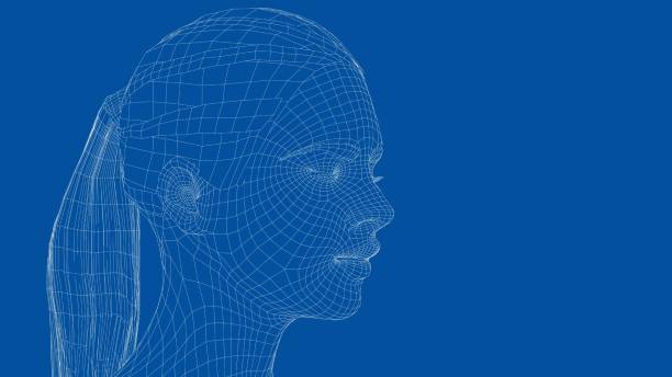 istock Wireframe portrait of a young beautiful girl 1307685410