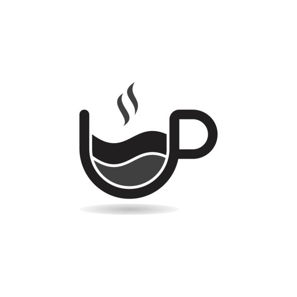 логотип кофейного стекла - steam black coffee heat drink stock illustrations