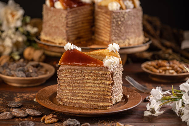 istock Deliciouse cake with chocolate cream 1307692456