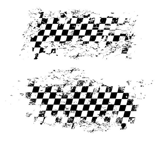 flaga wyścigowa sport samochodowy, auto rally, grunge - checkered flag auto racing flag sports race stock illustrations