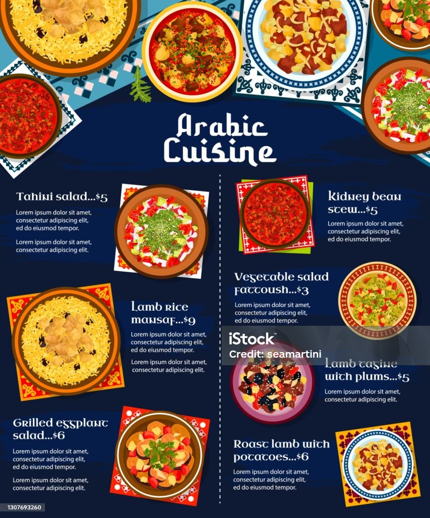 Arabic Menu Folder Arabic Cuisine Restaurant Menu Vector Cover Stock Illustration ...