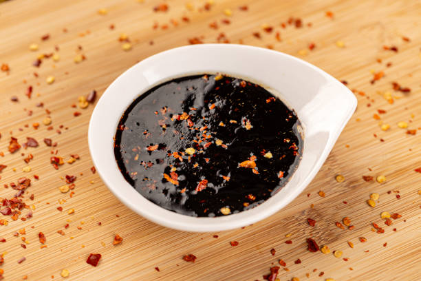 Bowl of teriyaki sauce stock photo