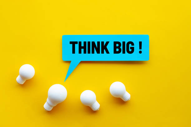 istock Think big,Great idea,Business creativity concepts with lightbulb and text on yellow background. 1307694659