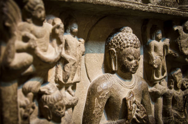 istock Statue of Buddha found in Archaeological excavatio 1307694726