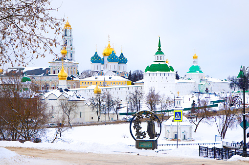 Sergiev Posad city in Russia during the winter
