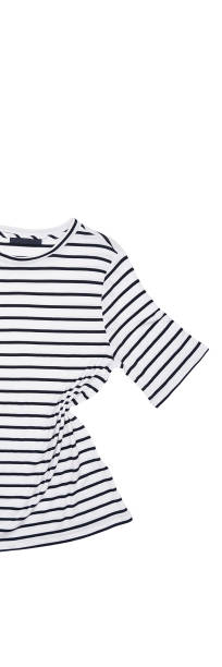 istock A striped shirt lies on a white background, isolated. 1307706558