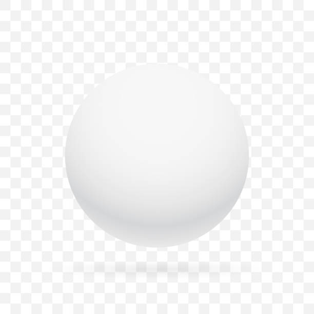 White realistic sphere on transparent background. 3D vector object with shadow on checkered background. Layered and grouped for easy editing. ball stock illustrations