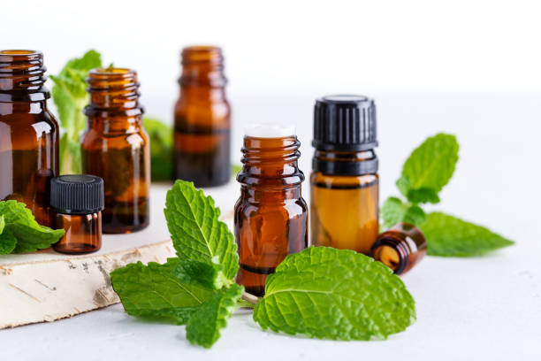 istock amber bottles with fresh mint leaves 1307709547