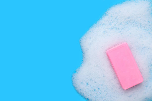 istock Soap and soap sud. Background with copy space. 1307713064