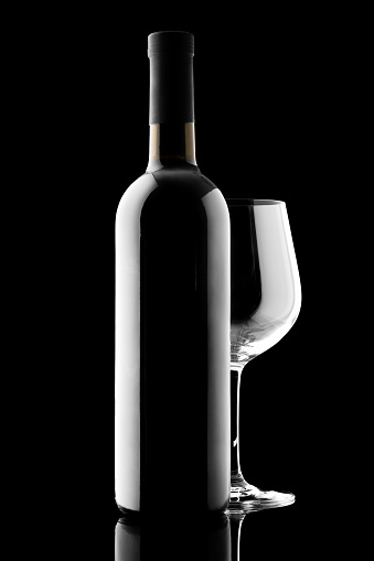 Bottle of Red Wine isolated