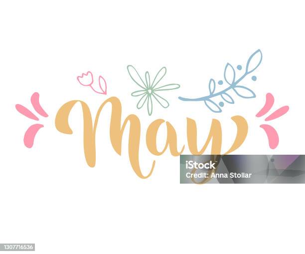 May. Description May Concept Text With Leaves Stock Illustration - Download Image Now ...