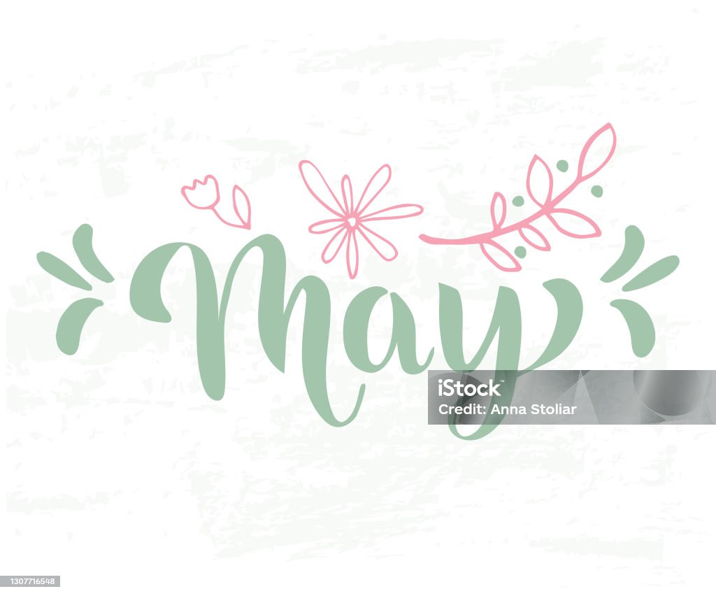 May First Text Image May Concept Text With Leaves Stock Illustration - Download Image Now ...