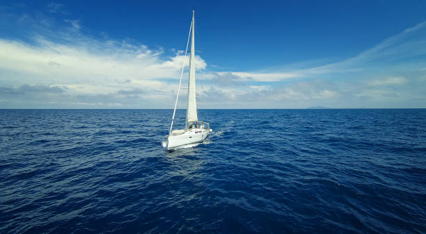 istock Sailing with sailboat, view from drone 1307717913