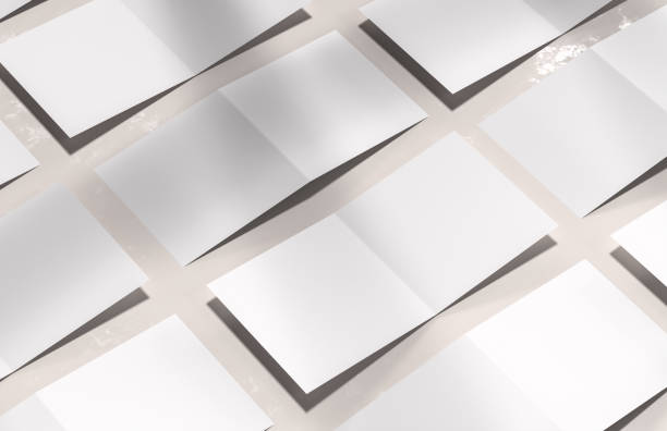 istock Square bifold brochure mock up isolated on white background. 3D illustration. 1307719114