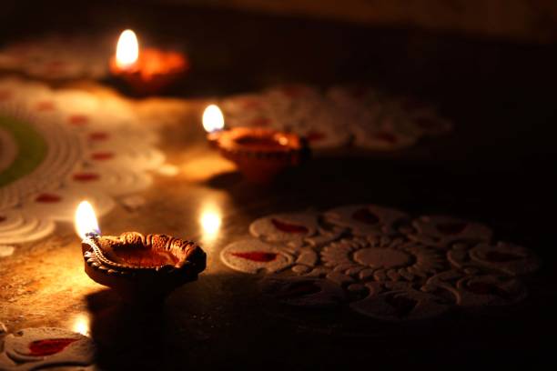 istock View of clay Diya's (Indian clay oil lamp) 1307722172