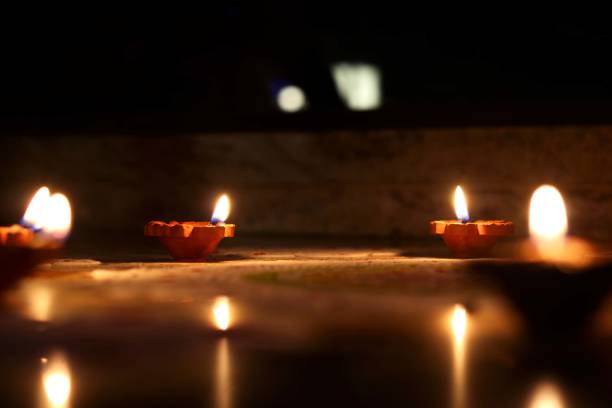 istock View of clay Diya's (Indian clay oil lamp) 1307722187