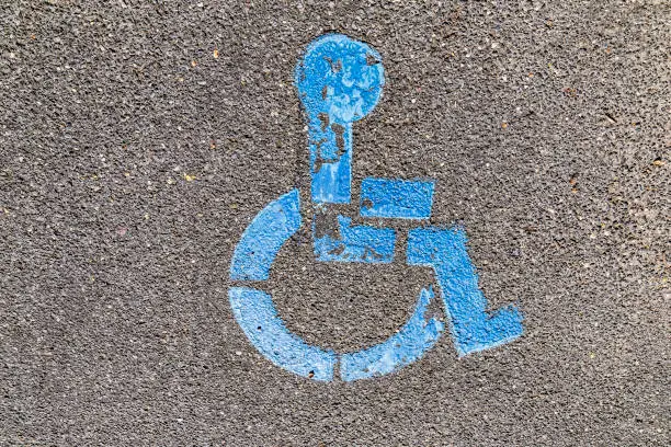 reserved for handicapped people sign at a parking lot in the USA