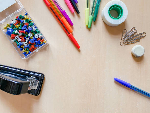 istock Background with school supplies 1307724413