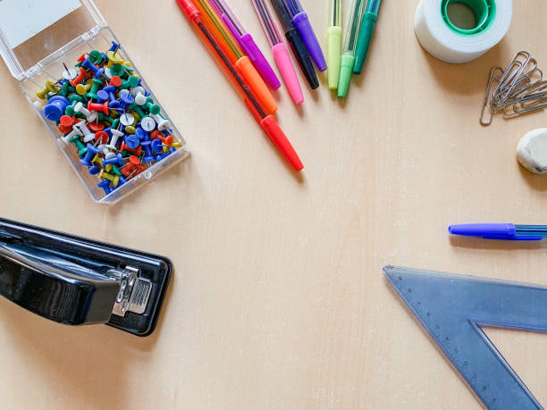 istock Background with school supplies 1307724430